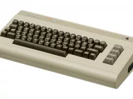 Commodore 64 home computer in a beige case with brown keys