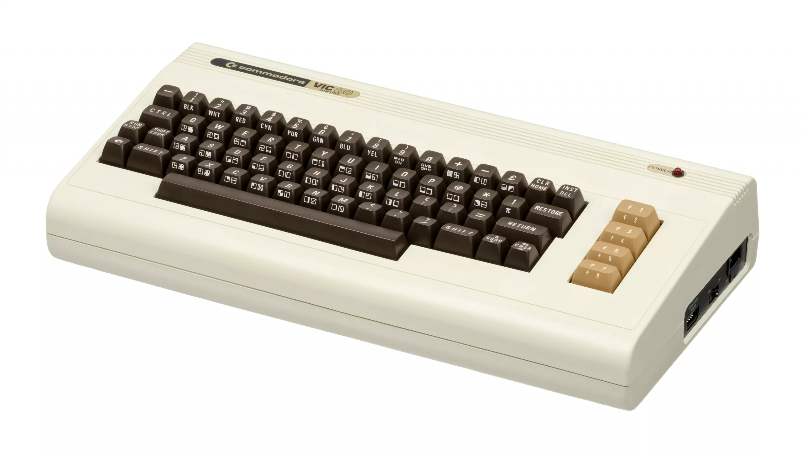 Commodore VIC-20 home computer in a cream case with brown keys