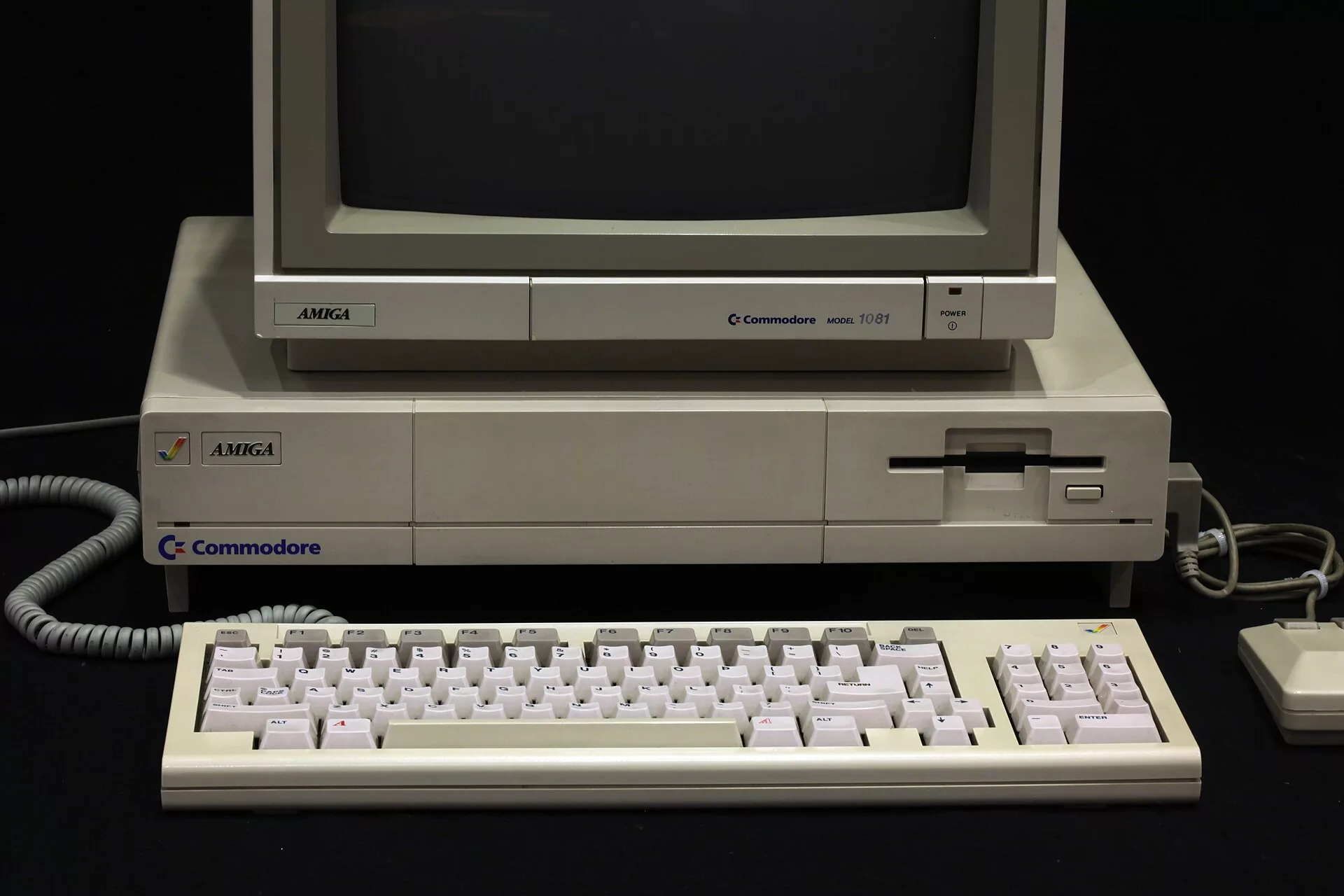 Commodore Amiga 1000 home computer on display at the Musee Bolo