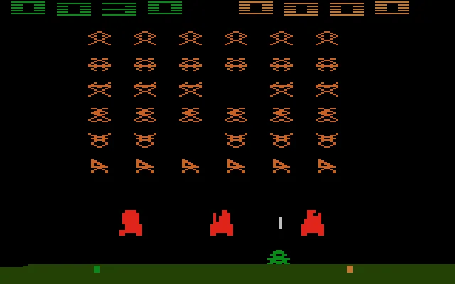 Screenshot of the Atari 2600 conversion of Space Invaders