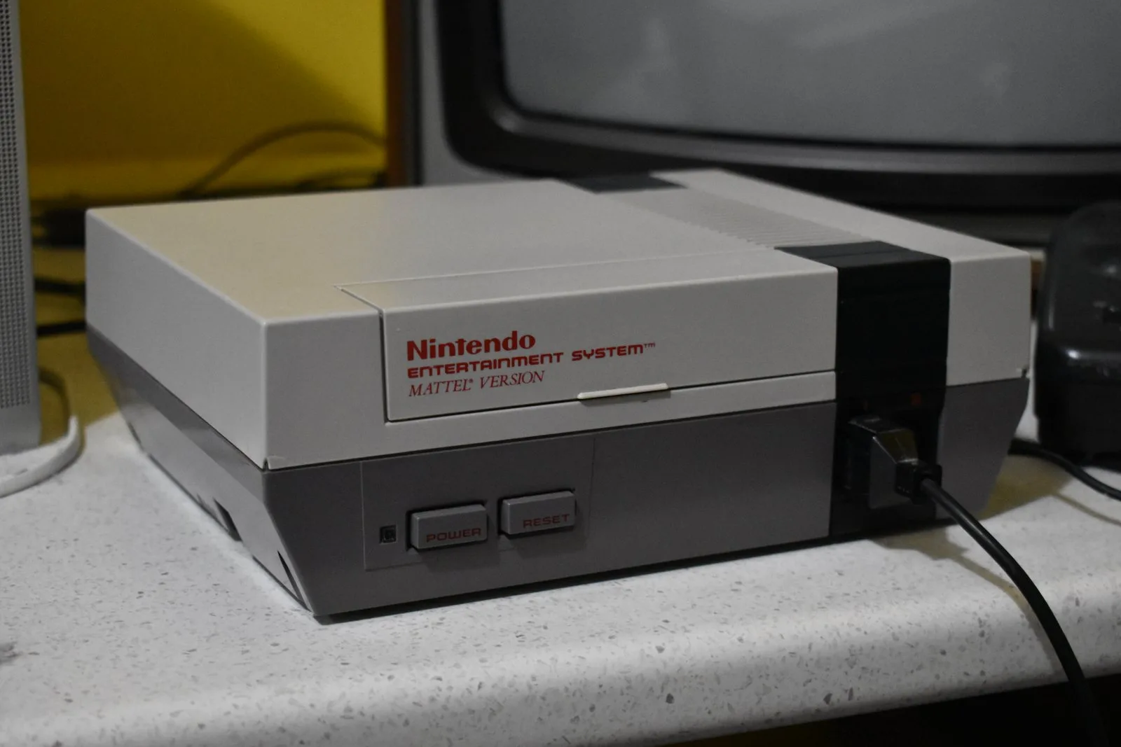 A Nintendo Entertainment System console branded Mattel Version, as sold in the UK from 1987