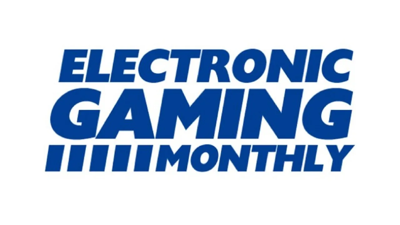 Electronic Gaming Monthly magazine logo in blue on white